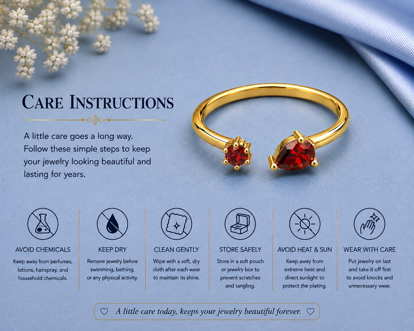 Red Moissanite Ring, 925 Sterling Silver Open Bypass Ring, Minimalist Red Stone Ring