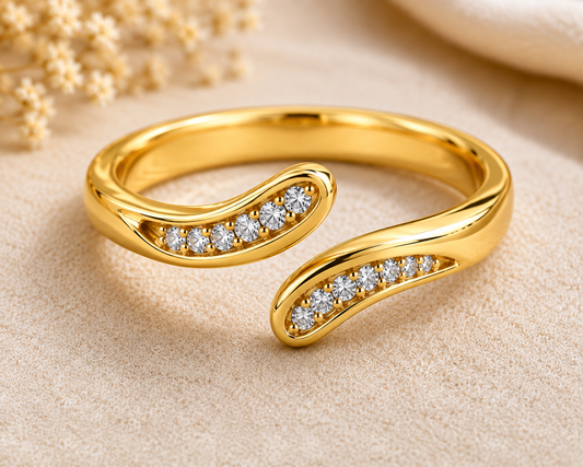 Moissanite Open Ring, 925 Sterling Silver Wrap Band