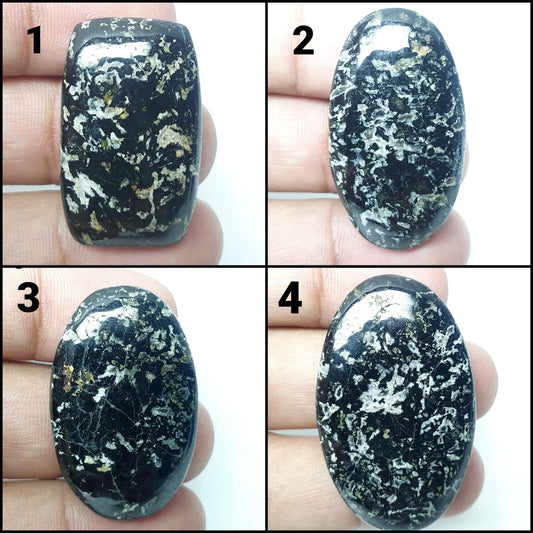 White Dot Ocean Jasper Cabochon: Loose Gemstone