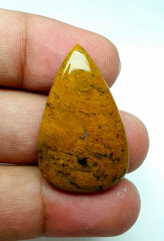 Yellow Dendrite Opal Cabochon: AAA Quality Loose Gemstone
