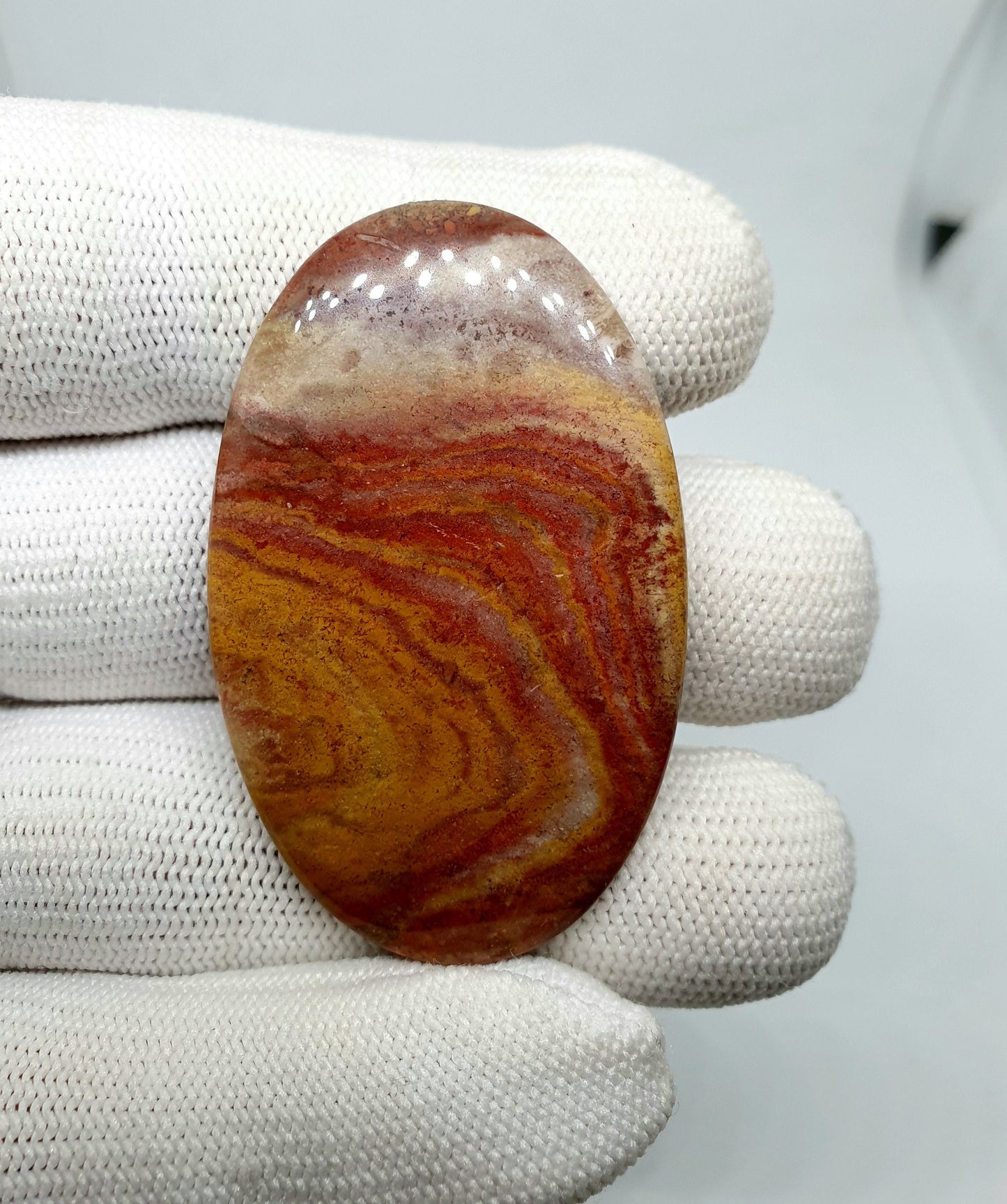 Mookaite Jasper Cabochon: Brown & Red Oval Gemstone (53x33x4mm, 75.50 crt