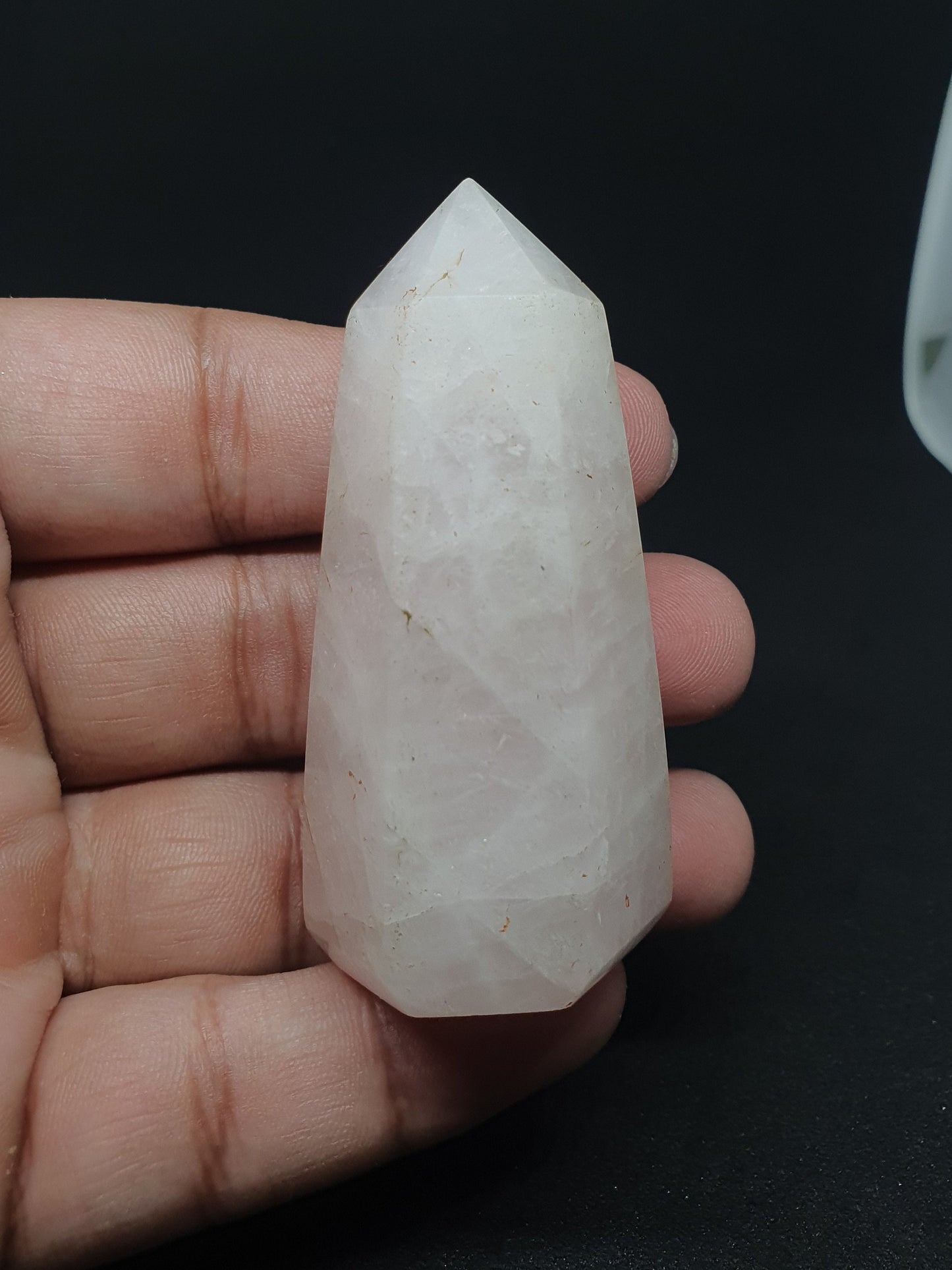 Natural Rose Quartz Point Tower: Healing Crystal Obelisk (78g)