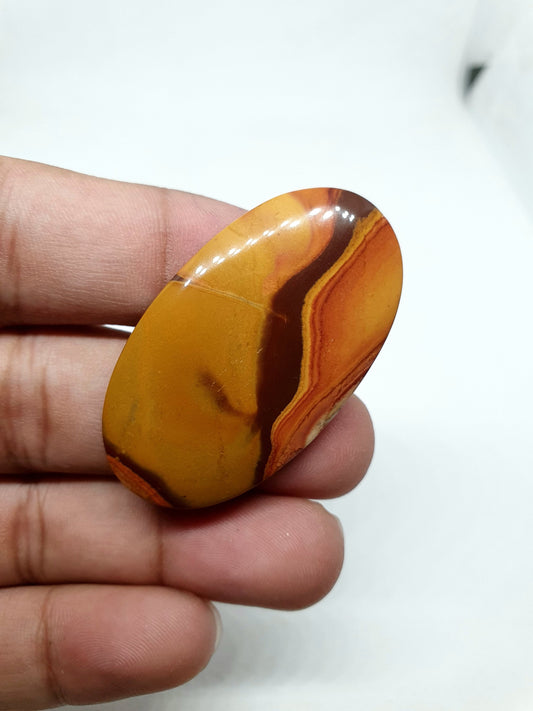 Natural Mookaite Jasper Cabochon, Designer Loose Stone (47 X 27 X 6mm)