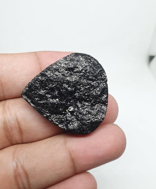Triangle Black Tourmaline Druzy Cabochon, Polished Loose Gemstone