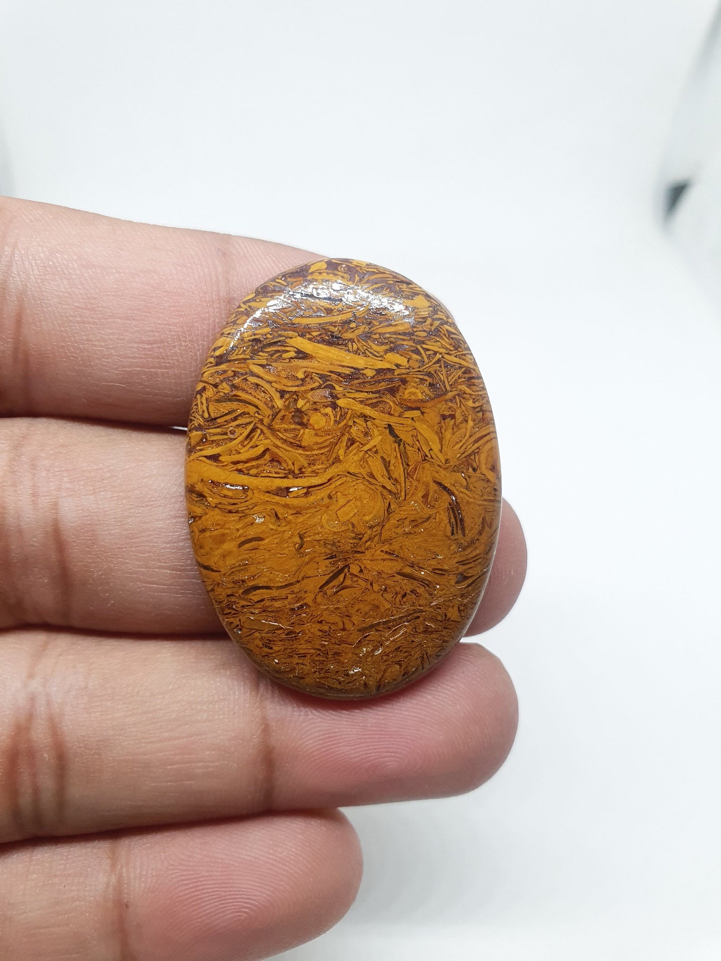 Oval Mariam Jasper Cabochon: AAA Quality Gemstone, 59.90 Carats