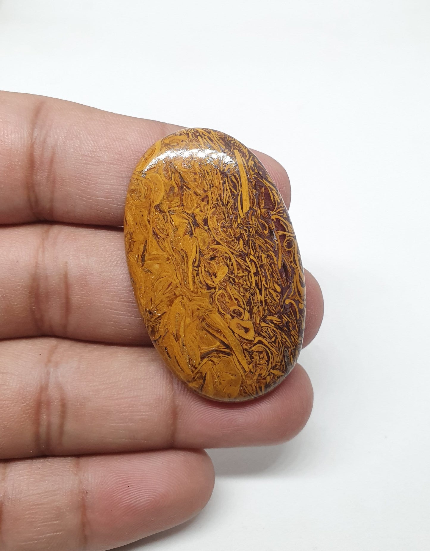 Oval Mariam Jasper Cabochon, Loose Gemstone (70.70 Carat)