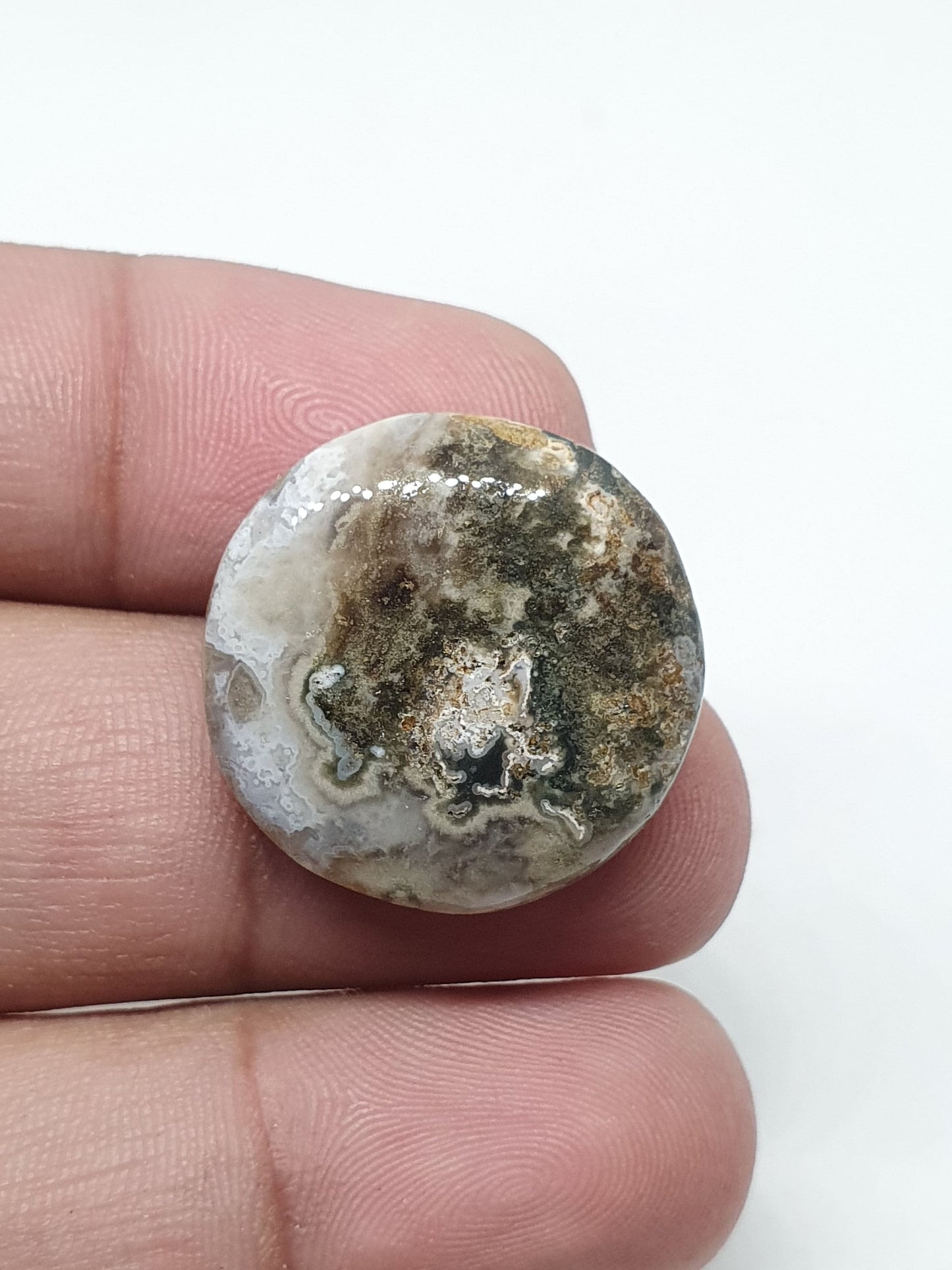 Round Ocean Jasper Cabochon, Handmade Gemstone (23 X 7 mm)