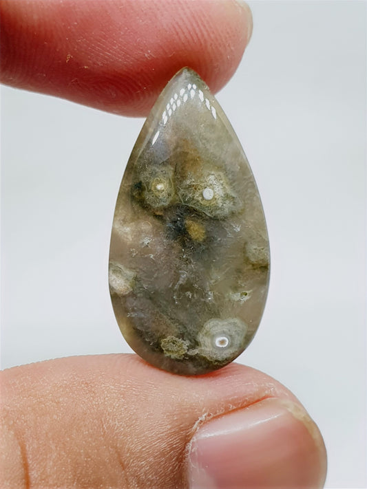 Tear Drop Ocean Jasper Cabochon: AAA Quality Gemstone, 27x14x4mm