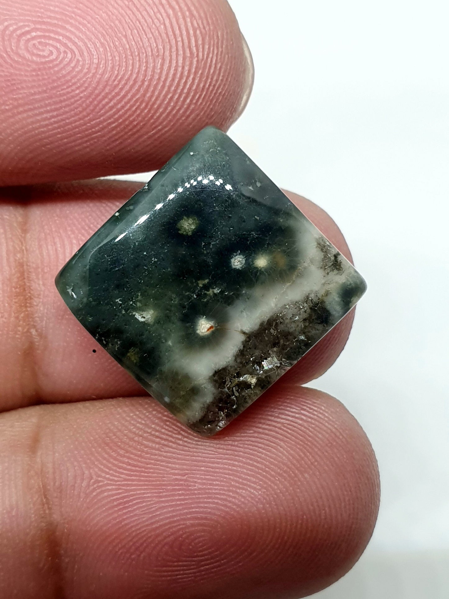 Square Ocean Jasper Cabochon: AAA Quality Gemstone, 16mm