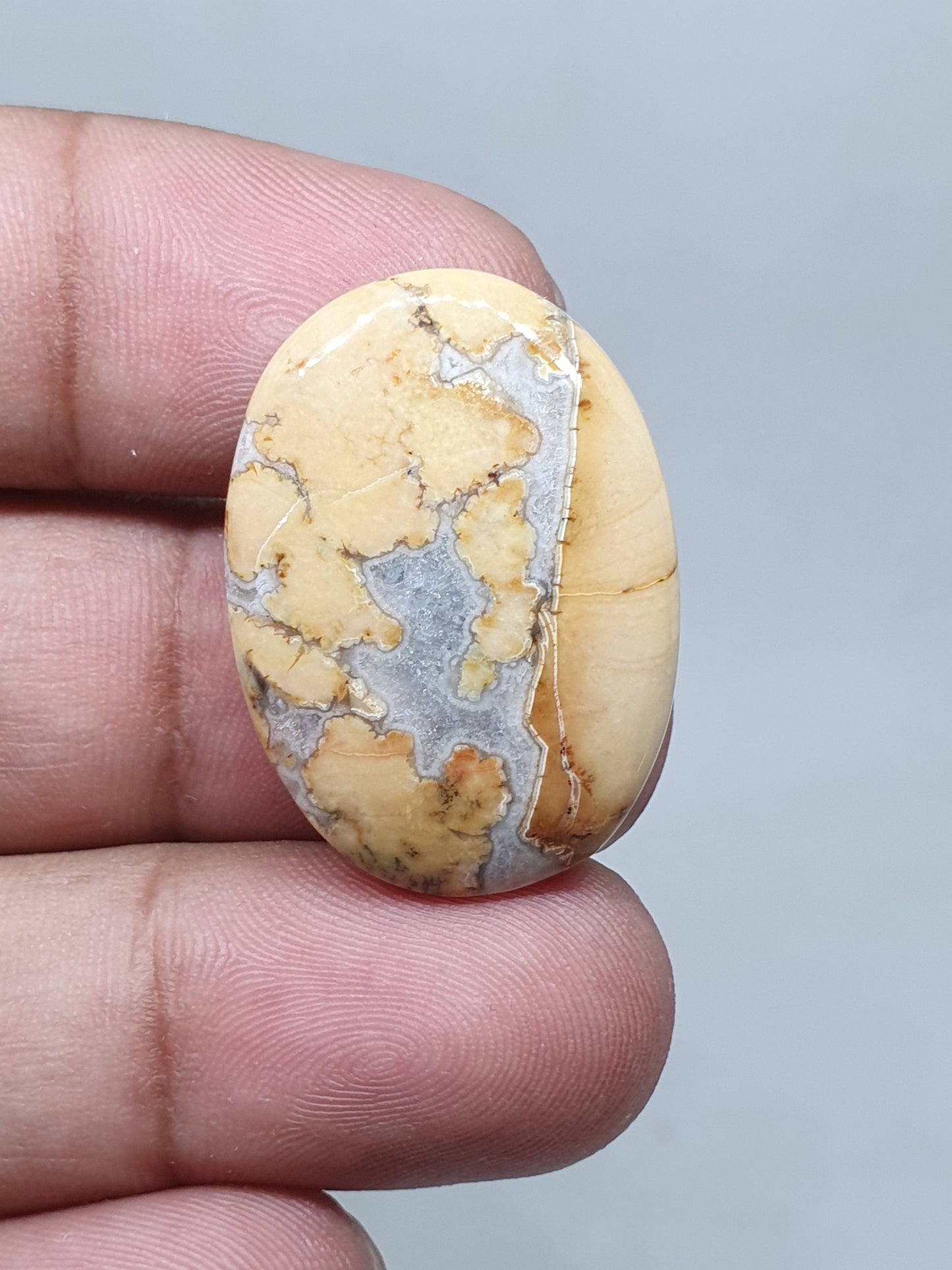 Oval Maligano Jasper Cabochon, 39.10 Carat Loose Gemstone