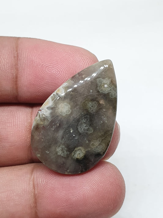 Teardrop Ocean Jasper Cabochon, Handmade Gemstone (16 X 10 X 2 mm)