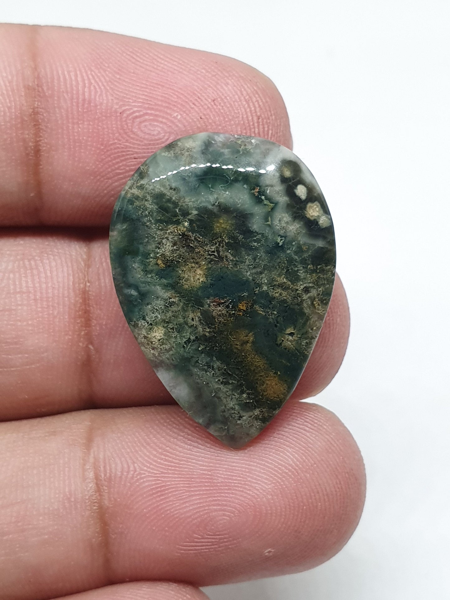 Tear Drop Ocean Jasper Cabochon, Handmade Gemstone (14 X 10 X 2 mm)