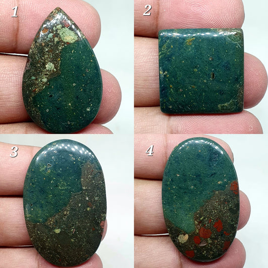 AAA Bloodstone Cabochon: Loose Green Jasper Palm Stone