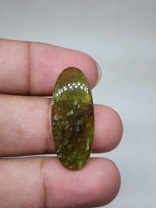 Oval Vesonite Cabochon, AAA Quality Gemstone (32 X 13 X 2mm)
