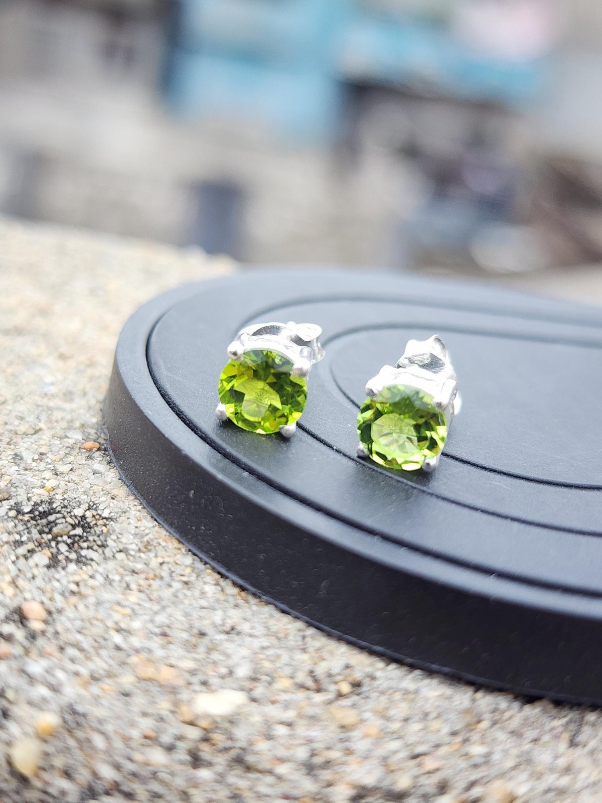 Natural Peridot Stud Earrings 925 Sterling Silver Green Gemstone Jewelry Gift