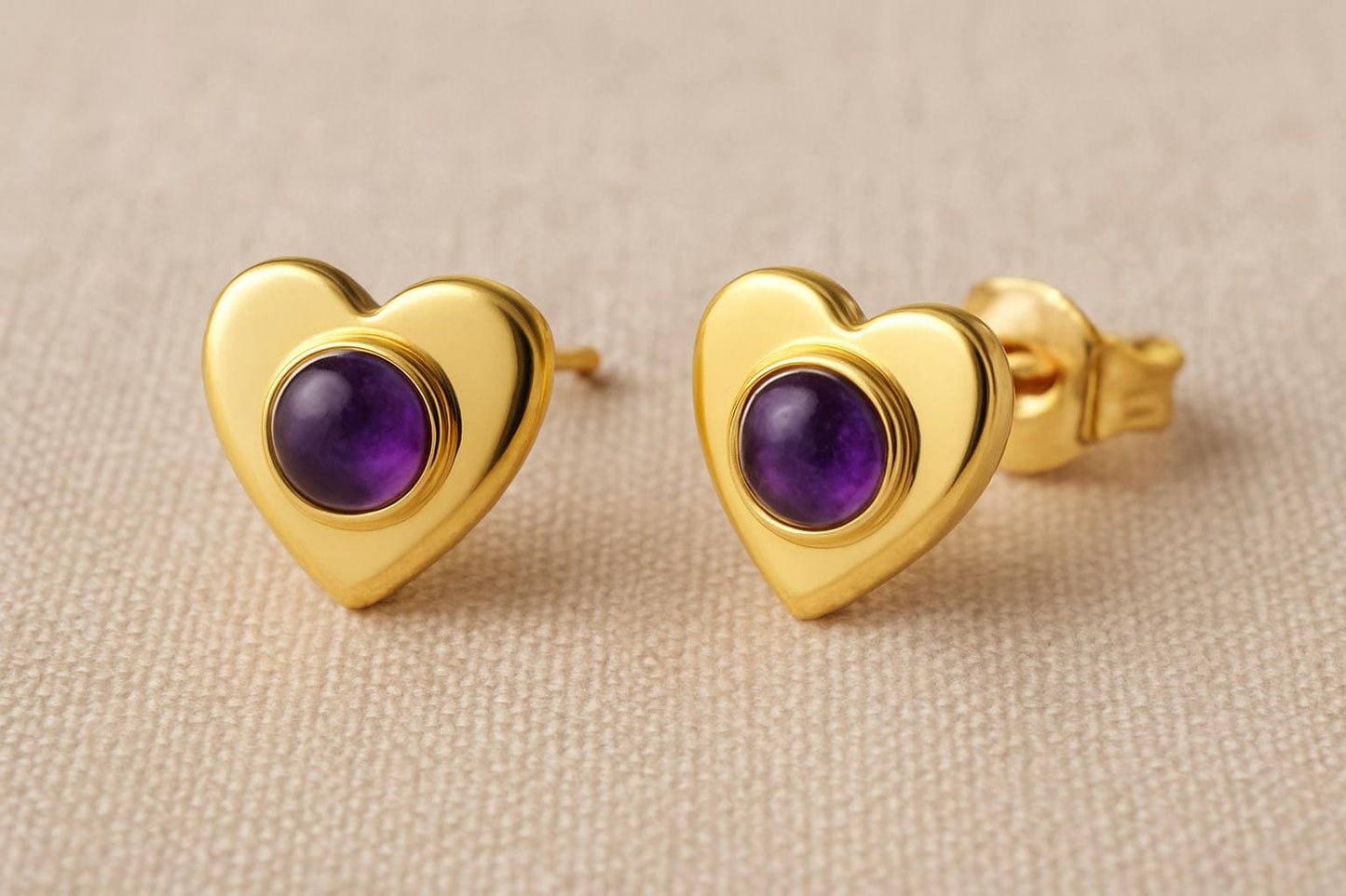 Sterling Silver Amethyst stone Stud Earrings: Minimalist Nature Jewelry