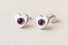 Sterling Silver Amethyst stone Stud Earrings: Minimalist Nature Jewelry