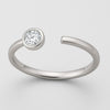 Dainty Sterling Silver Moissanite Ring - Adjustable Open Band Promise Ring