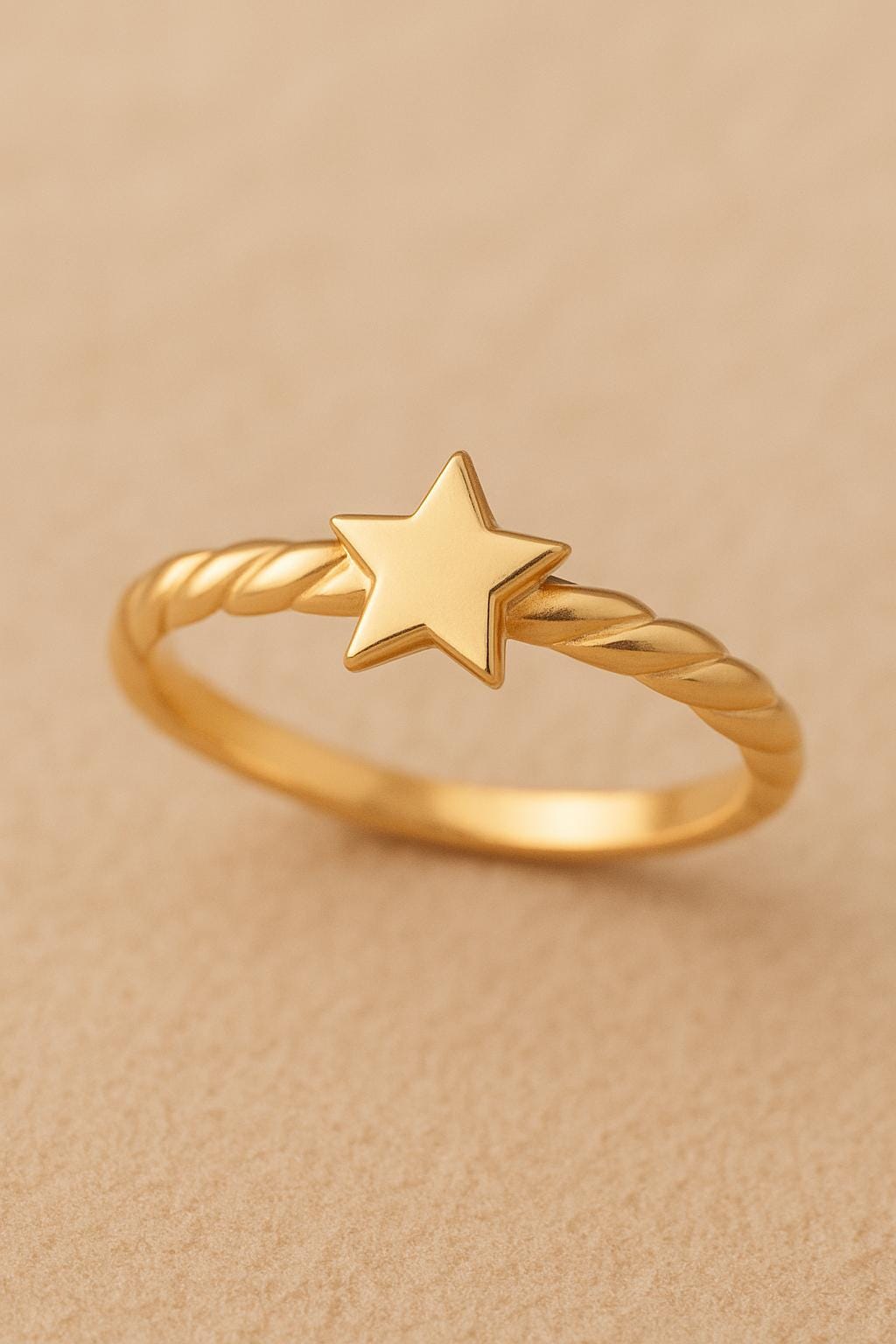 Sterling Silver Star Ring: Twisted Band Dainty Stacking Jewelry