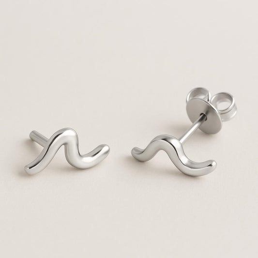 Sterling Silver Wave Stud Earrings: Minimalist Everyday Jewelry