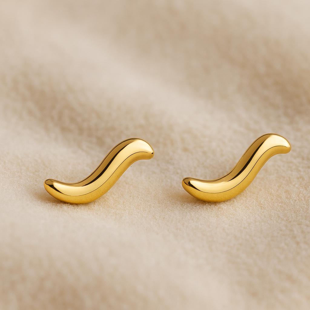Sterling Silver Wave Stud Earrings: Minimalist Dainty Jewelry