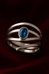Sterling Silver London Blue Topaz Ring – Oval Bezel Set Wrap Shank Modern Statement Jewelry