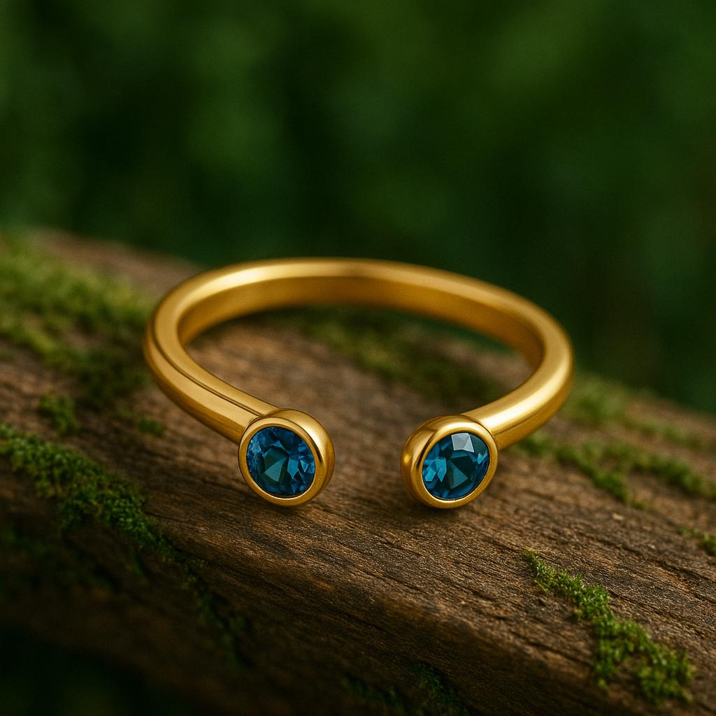 Sterling Silver London Blue Topaz Open Ring â Round Cut Bezel Set Adjustable Gift Jewelry