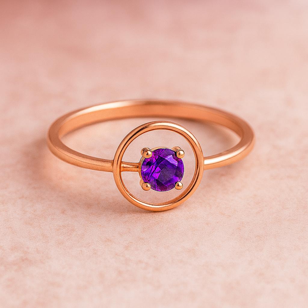 Sterling Silver Amethyst Ring: Modern Halo Jewelry Gift