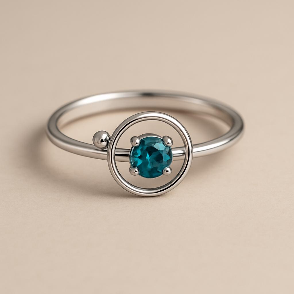 Sterling Silver London Blue Topaz Halo Ring: Modern Prong Set Jewelry