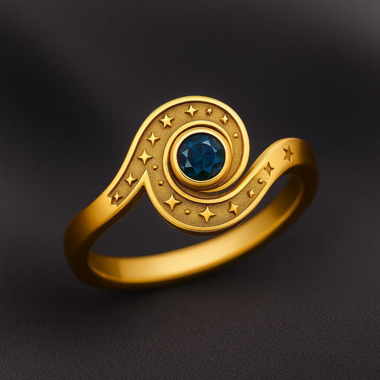 Celestial Sterling Silver Ring: Starry Night Band with London Topaz