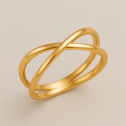 925 Silver Crossover Ring | Minimalist Double Band X Ring | Modern Stacking Jewelry Gift
