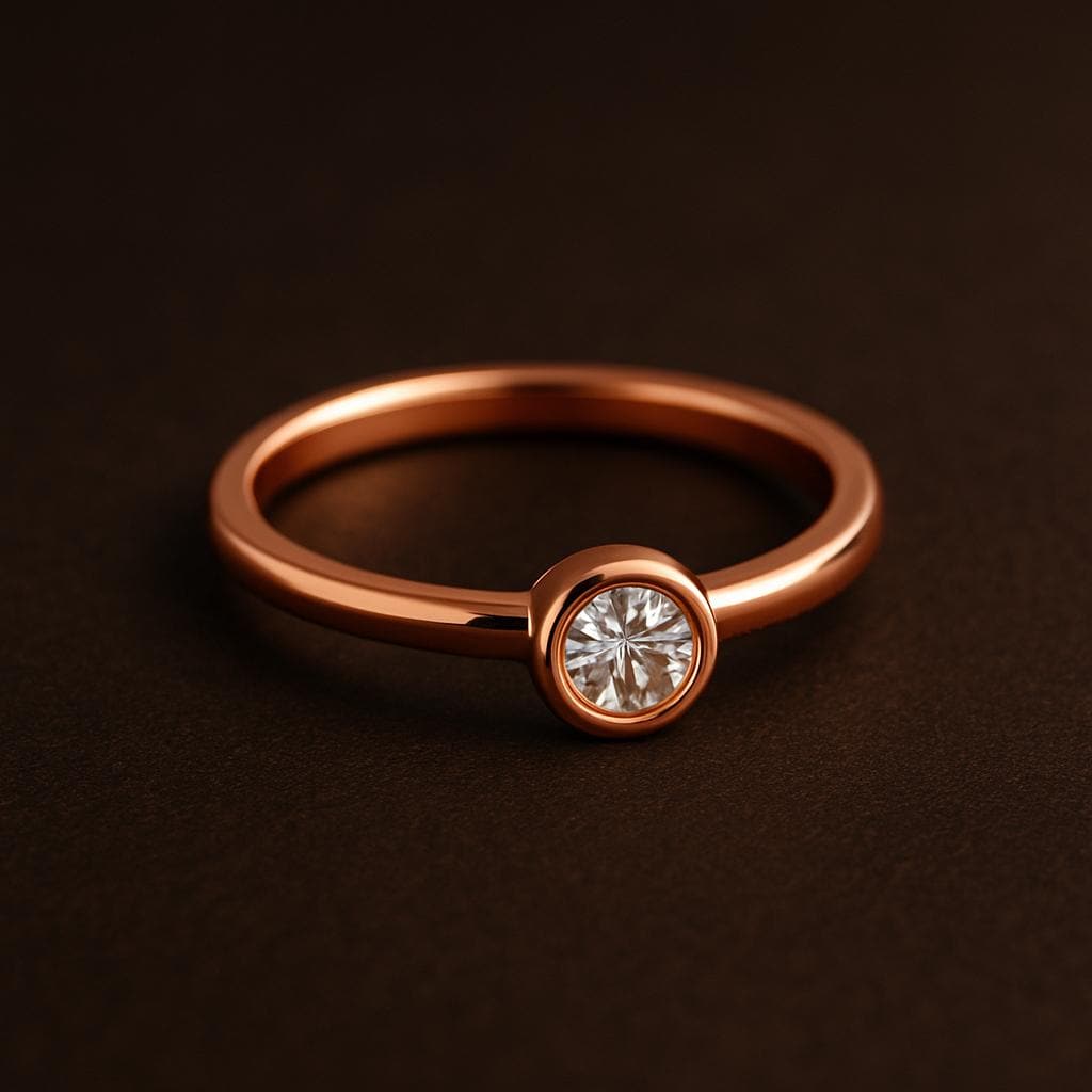 Moissanite Bezel Ring 925 Silver | Minimalist Round Cut Engagement Ring | Dainty Modern Promise Jewelry