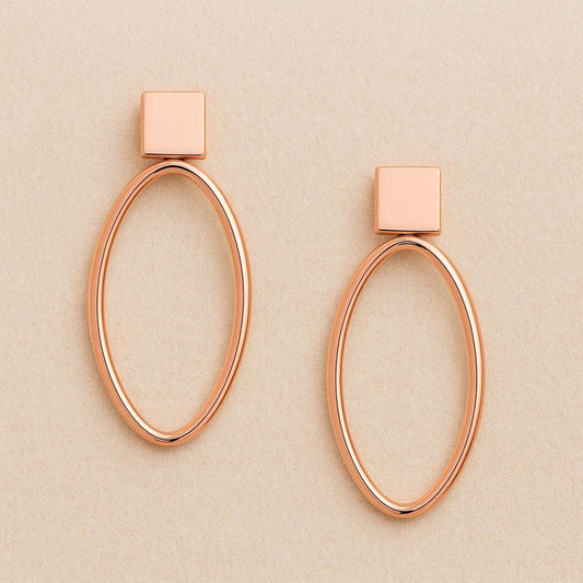 925 Silver Oval Earrings | Minimalist Geometric Drop Hoops | Modern Everyday Statement Jewelry