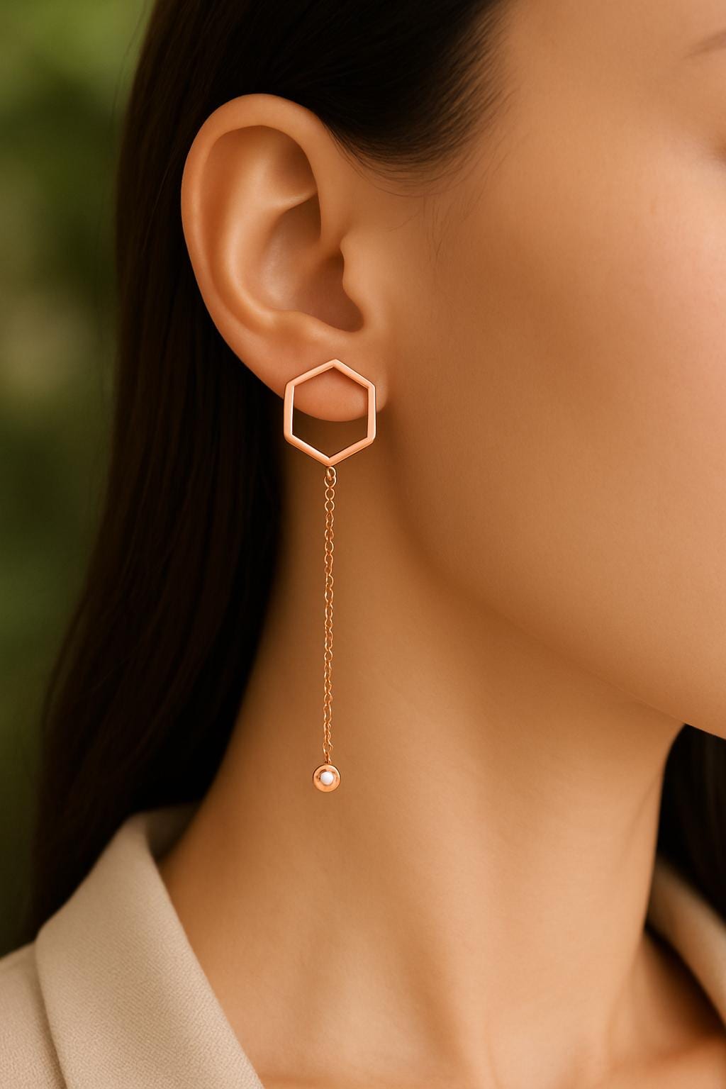 925 Silver Hexagon Earrings | CZ Dangle Drop Earrings | Minimalist Geometric Modern Jewelry Gift