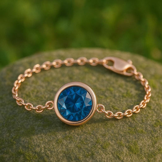 Sterling Silver London Blue Topaz Bracelet: Dainty Solitaire Jewelry
