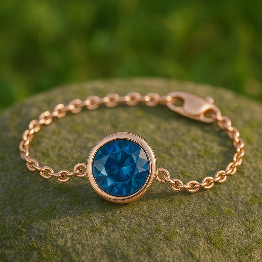 Sterling Silver London Blue Topaz Bracelet Dainty Solitaire Jewelry