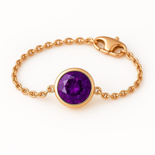 Amethyst Bracelet Silver 925 | Purple Gemstone Chain Bracelet | February Birthstone Jewelry Gift
