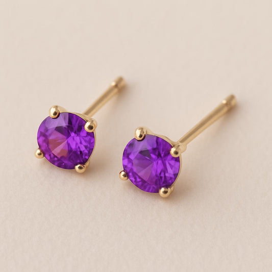 Amethyst Stud Earrings Silver 925 | Square Gemstone Earrings | February Birthstone Jewelry Gift