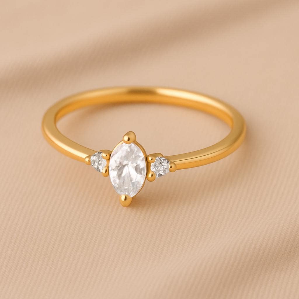 Marquise CZ Ring Silver 925 | Three Stone Dainty Ring | Minimalist Engagement Promise Jewelry