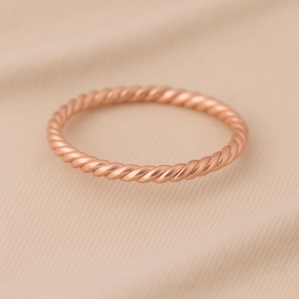 Twisted Band Ring Silver 925 | Dainty Stacking Rope Ring | Minimalist Everyday Jewelry Gift