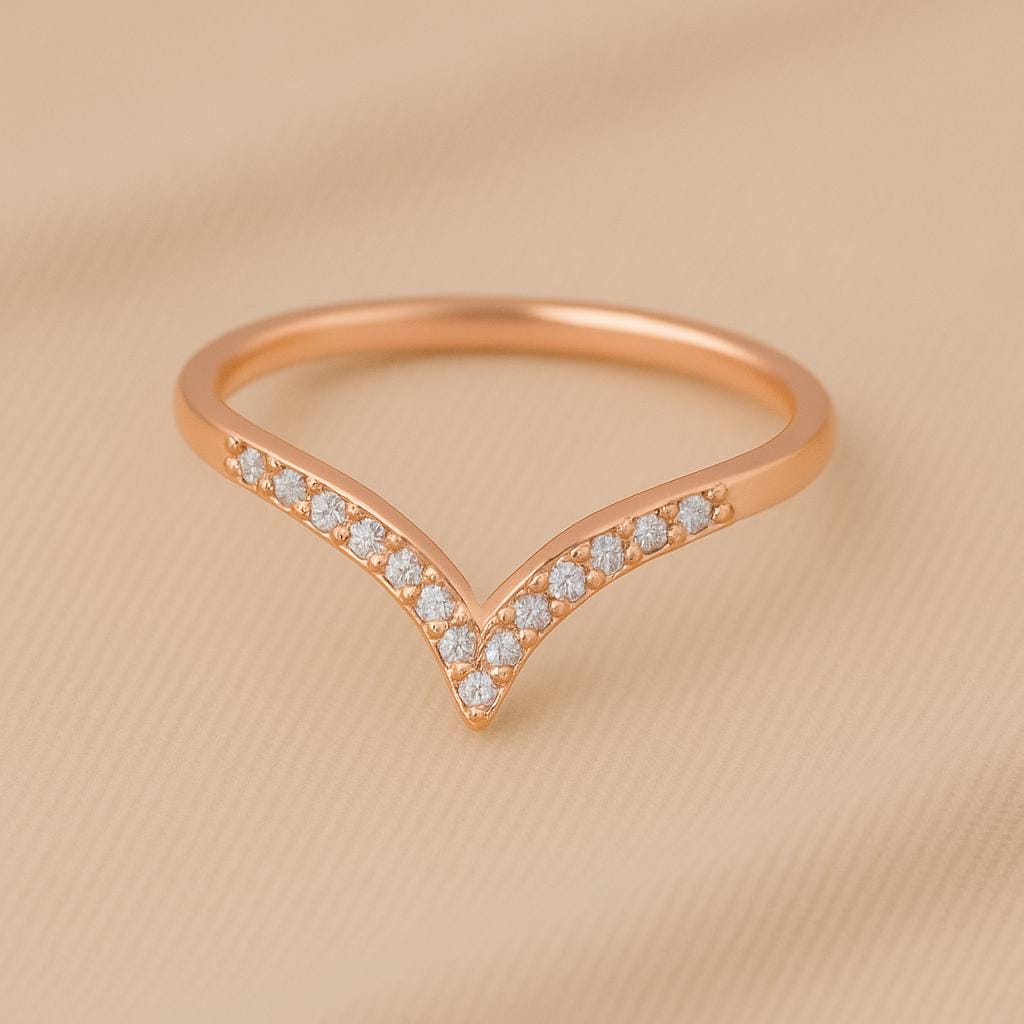 Chevron CZ Ring Silver 925 | Dainty V Shape Band | Stacking Minimalist Jewelry Gift