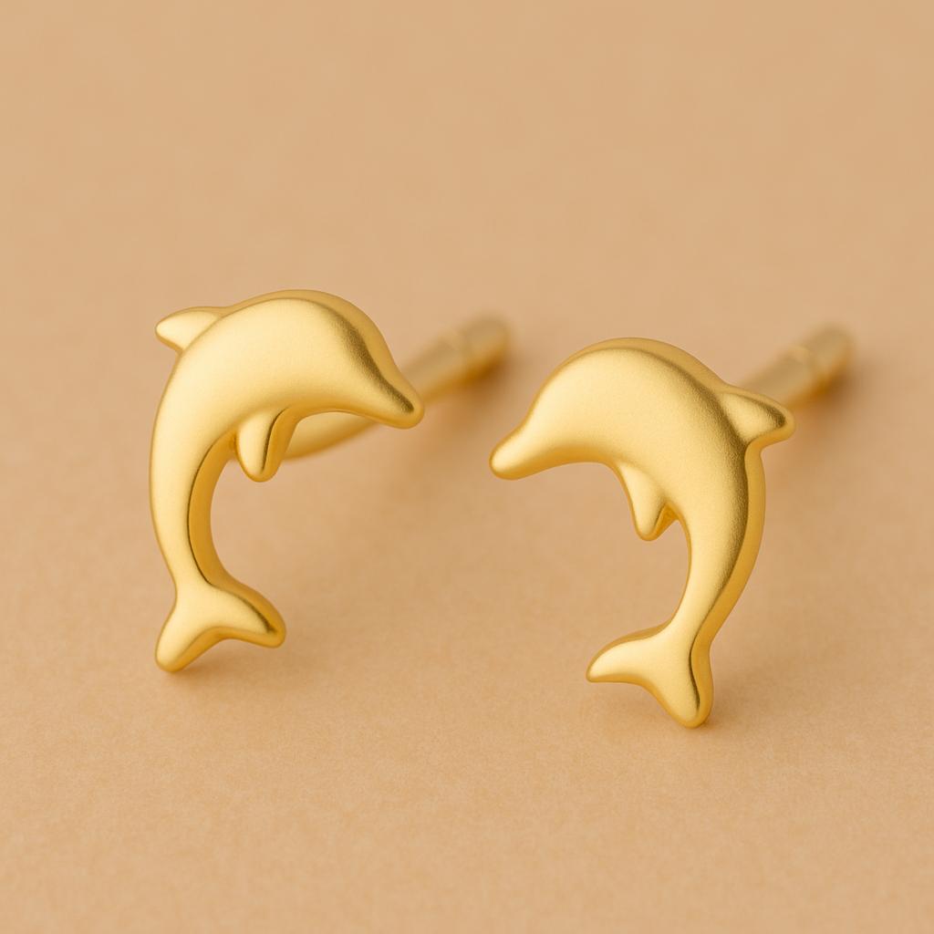 Sterling Silver Dolphin Stud Earrings: Minimalist Sea Life Jewelry