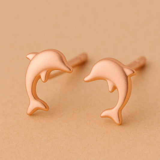 Sterling Silver Dolphin Stud Earrings: Minimalist Sea Life Jewelry