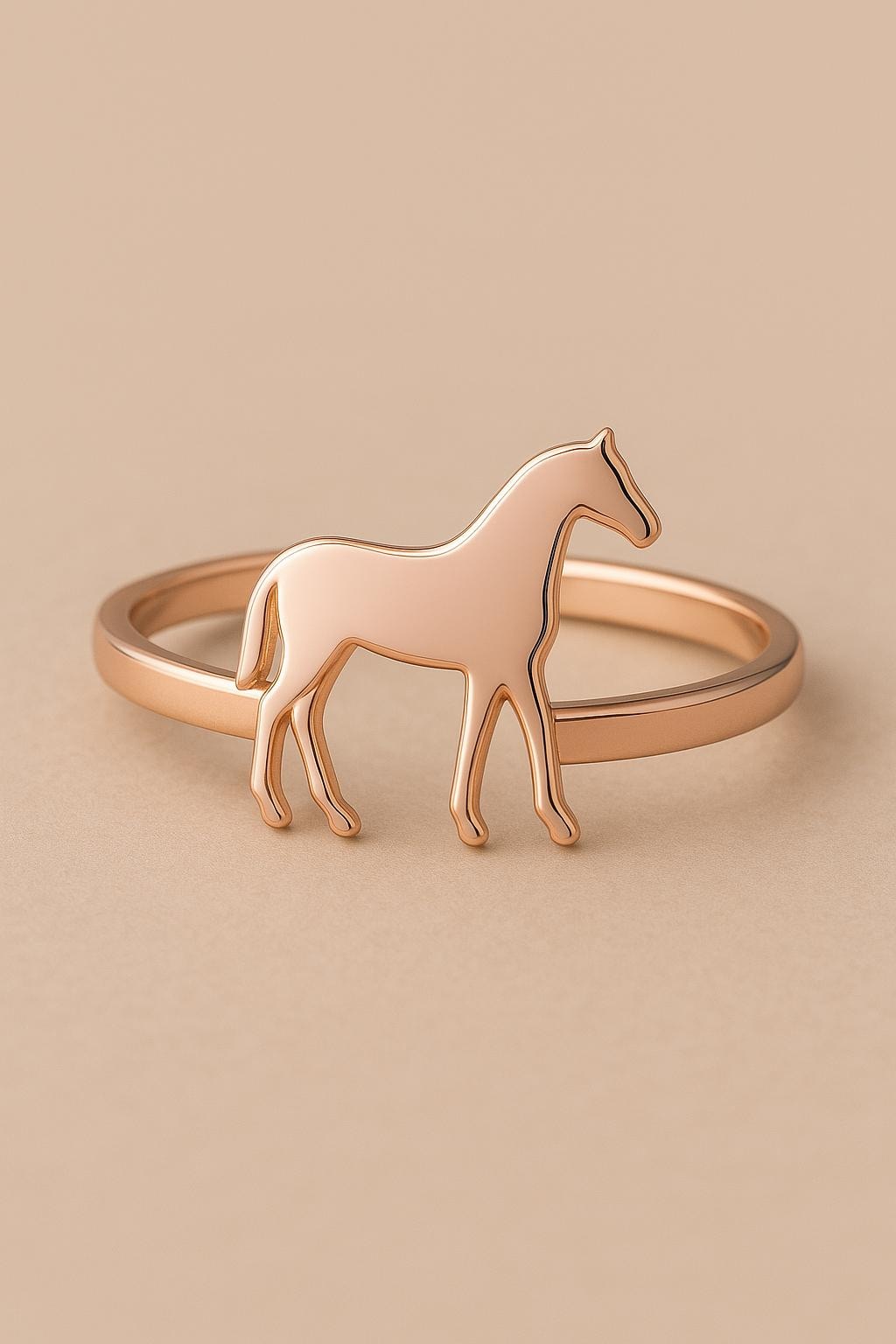 Sterling Silver Horse Ring: Minimalist Equestrian Jewelry Gift