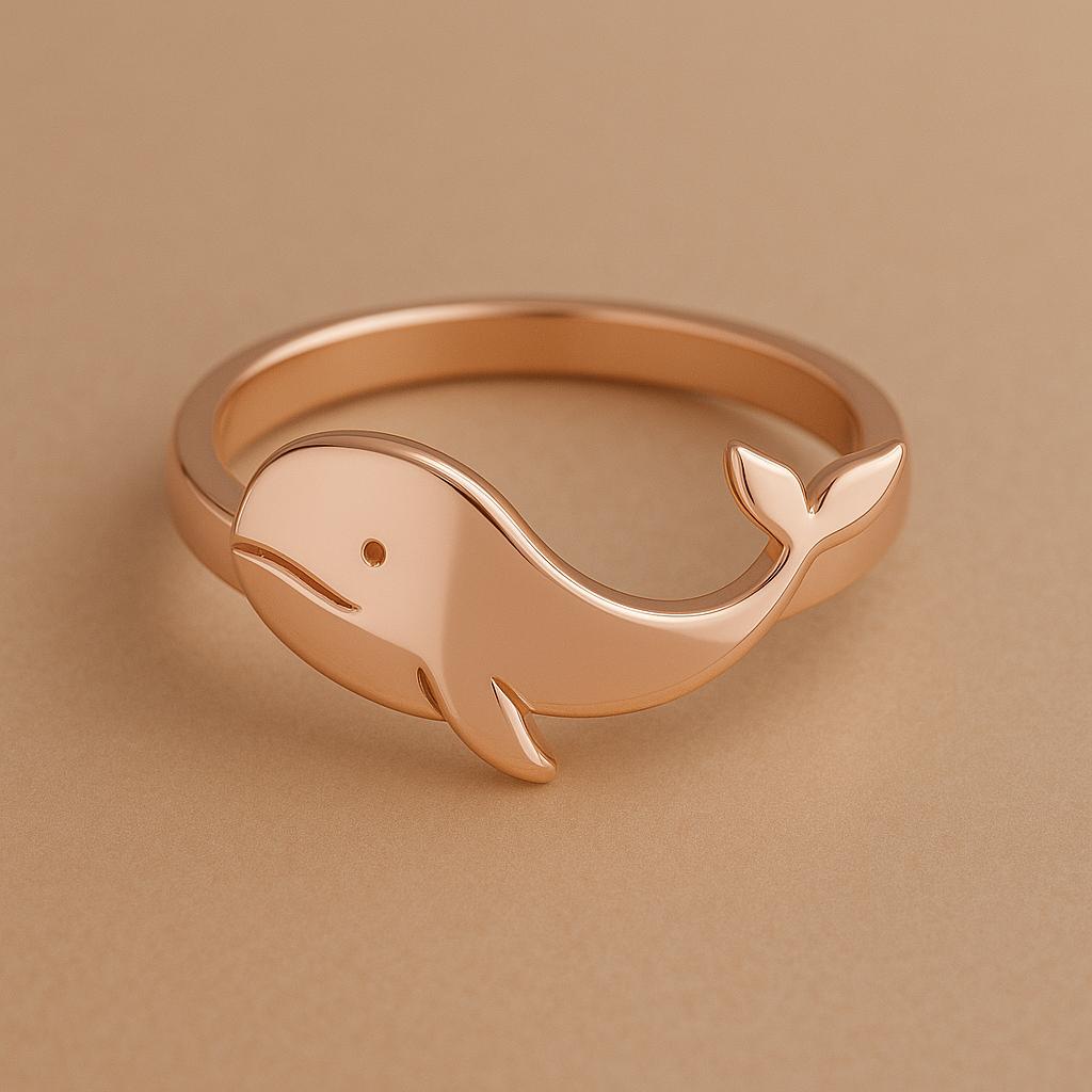 Sterling Silver Whale Ring: Minimalist Ocean Animal Jewelry