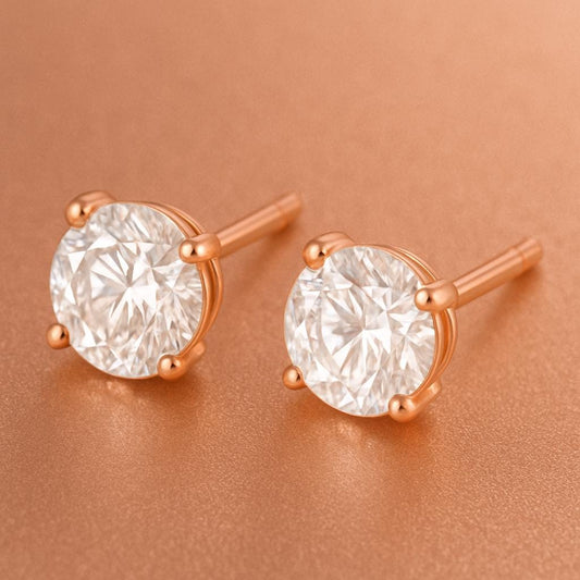 White CZ Stud Earrings 925 Silver | Round Cut Solitaire | Sterling Silver Jewelry Gift