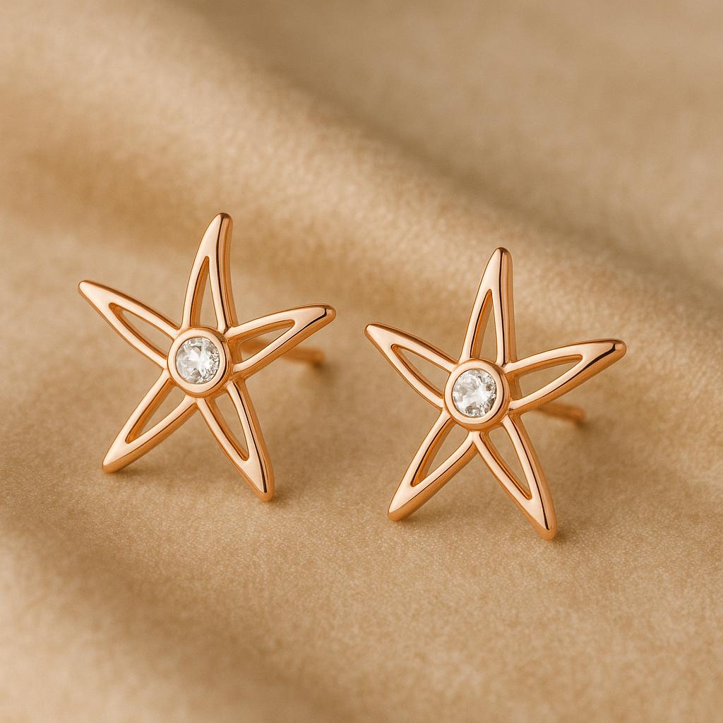Starfish Stud Earrings Silver 925 CZ | Ocean Beach Jewelry Gift