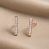 Bar Stud Earrings Silver 925 CZ | Minimal Dainty Everyday Jewelry