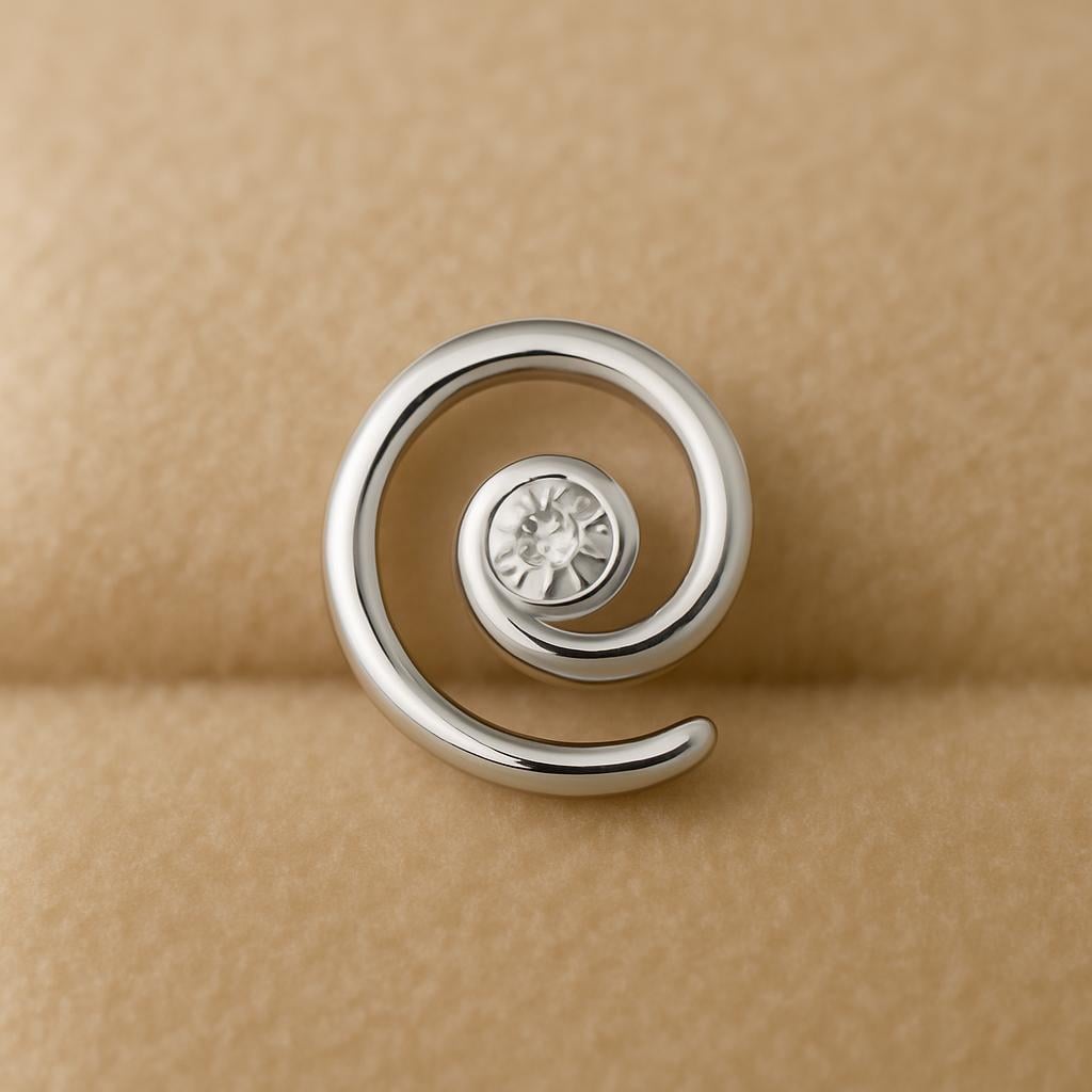Gold Plated Sterling Silver Spiral CZ Stud Earrings: Modern Swirl Jewelry