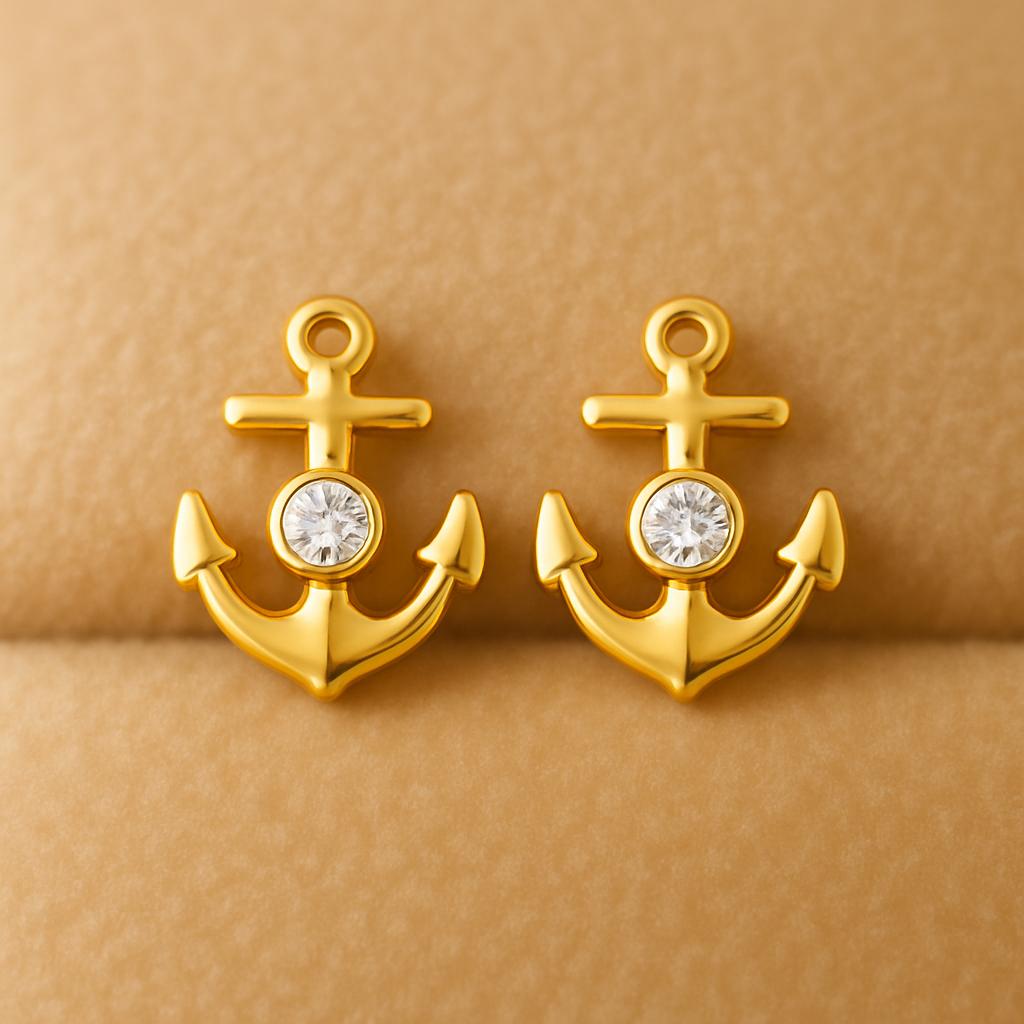 Rose Gold Anchor Stud Earrings: Sterling Silver Nautical Jewelry